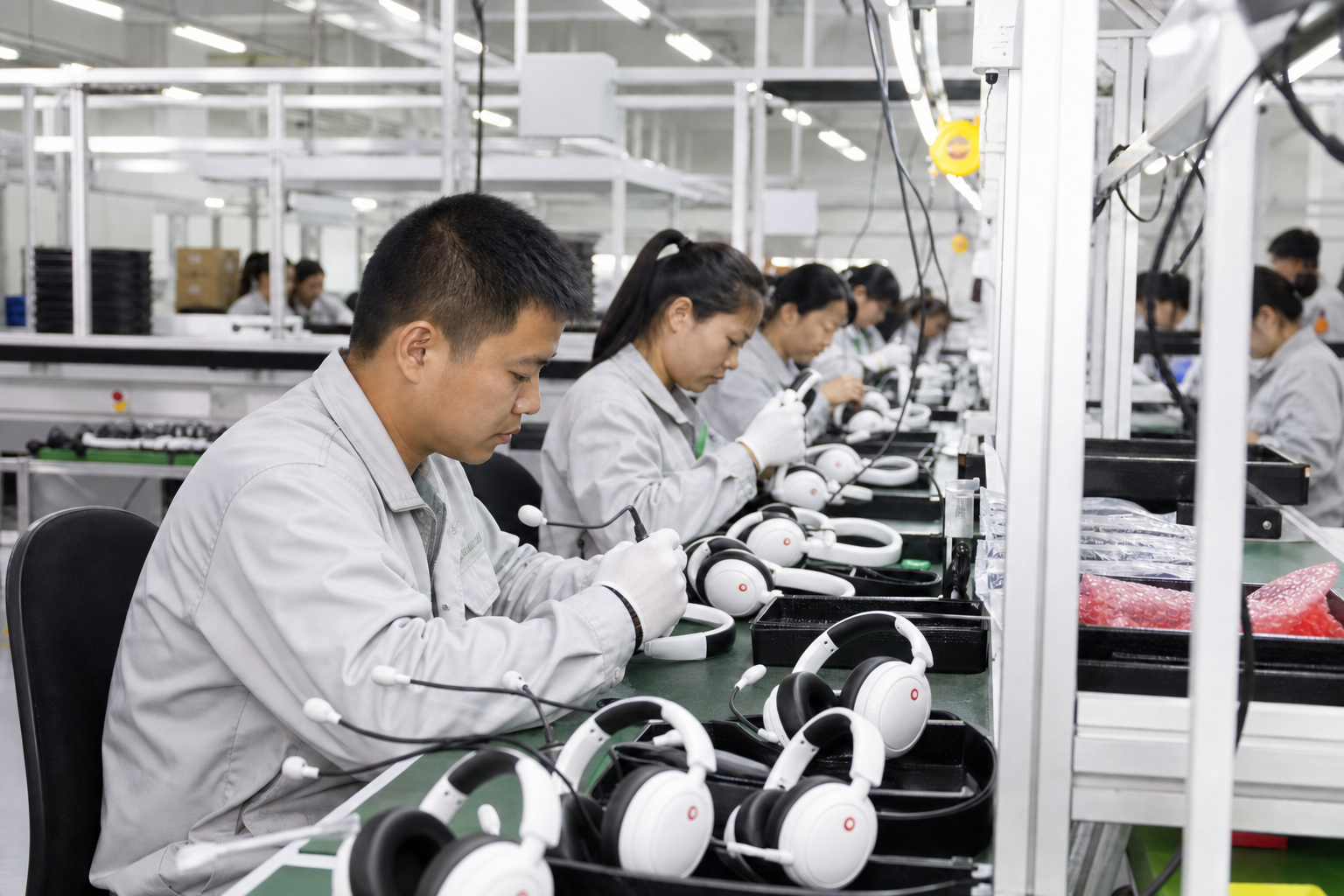 H80 gaming headset assembly line managed under 5S practices