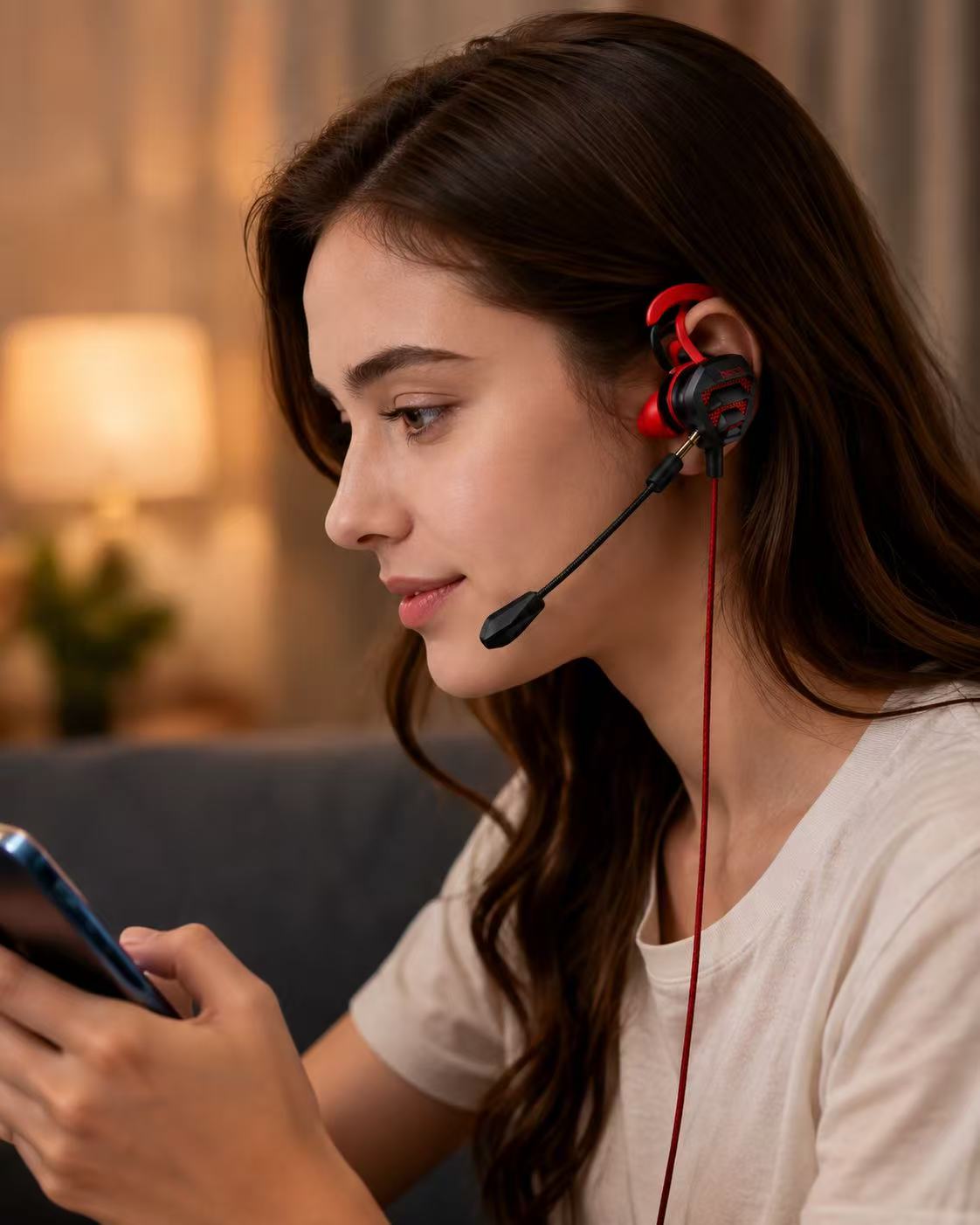 Gaming IEM · Detachable Mic · In-line Control wearing example 2